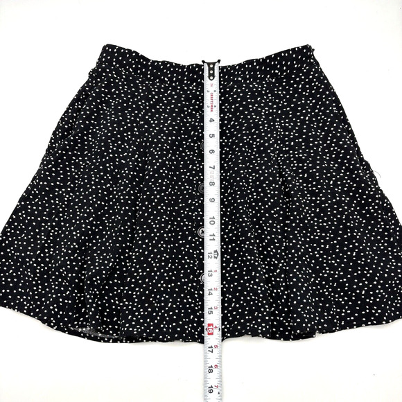 ModCloth Black White Polka Dot Elastic Waist A-Line Button Front Skirt M 14x16.5 - Picture 9 of 11